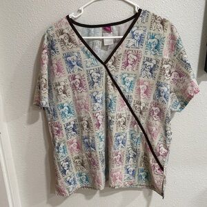 Disney Multicolor Character Print V-Neck Tee